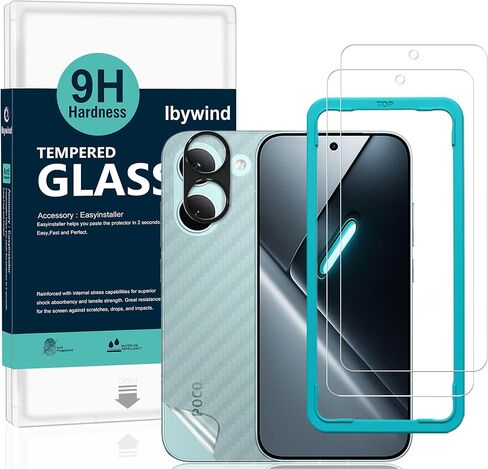 Ibywind for Xiaomi Poco X8 Pro/Xiaomi Redmi Turbo 5 5G Screen Protector,2 Pack,9H Hardness Tempered Glass and Camera Lens Protector,with Alignment Frame,Full Coverage,Bubble Free,Fingerprint Unlock in Kuwait