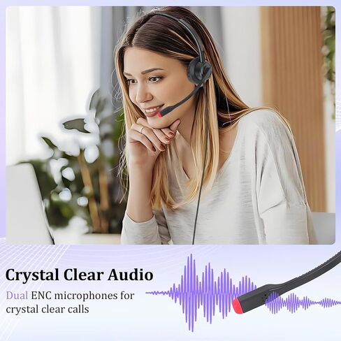 USB Headphone with ENC Dual Noise Cancelling Mic for Computer PC Laptop Mac in Saudi Arabia