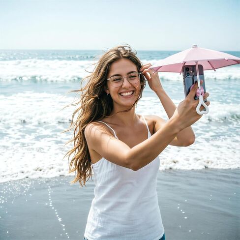 Phone Umbrella for Sun Shade with Heart Handle & Cute Piggy Suction Cup in Saudi Arabia