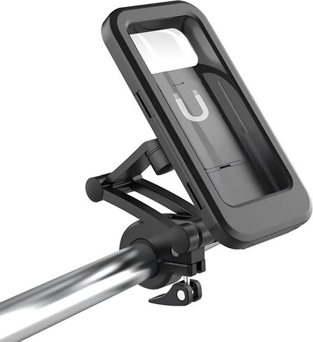 Zpana Motorcycle Phone Holder, 360° Free Rotation Magnetic Touch Sensitive Bike Cell Phone Mount, Anti-Theft Waterproof Bicycle Smartphone Handlebar Clip, Compatible with Motorbike Scooter in Kuwait