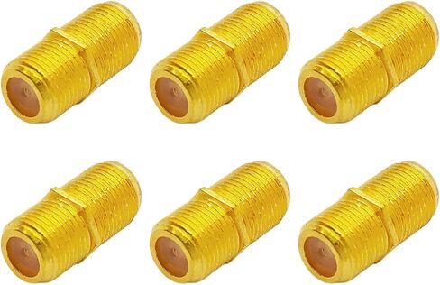 6Pcs Coaxial Cable Connector, F Type Female to Female RG6 Coax Extender for TV Antenna, Satellite, Cable Box and Modem(Gold Plated) in Saudi Arabia