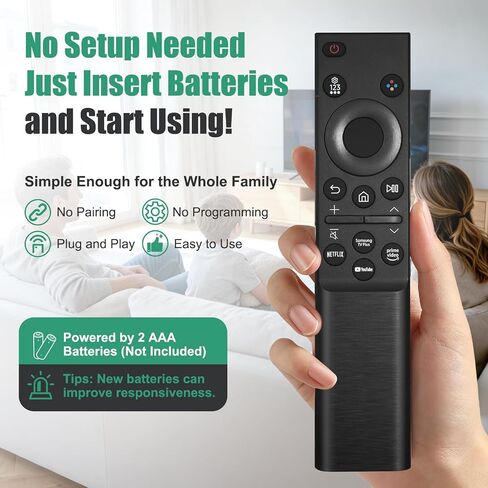 BN59-01484A Infrared Remote Control, Replacing for Samsung smart TV Crystal - for Netflix Prime Video for YouTube hotkeys - Voice-Free, no Settings Required in Saudi Arabia