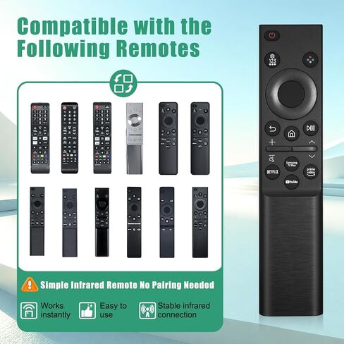 BN59-01484A Infrared Remote Control, Replacing for Samsung smart TV Crystal - for Netflix Prime Video for YouTube hotkeys - Voice-Free, no Settings Required in Saudi Arabia