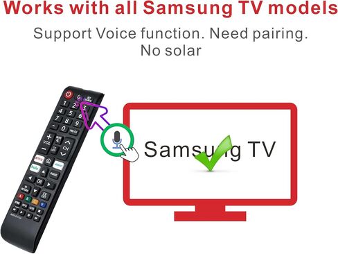 Replacement for Samsung TV Remote, Voice Control, Compatible with 2019-2025 Samsung Smart TV, LED, QLED, Crystal UHD, 2-Year Warranty in Saudi Arabia