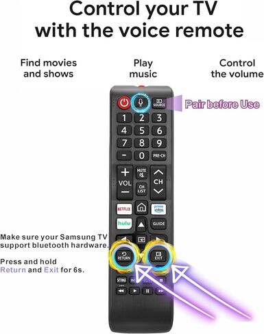 Replacement for Samsung TV Remote, Voice Control, Compatible with 2019-2025 Samsung Smart TV, LED, QLED, Crystal UHD, 2-Year Warranty in Saudi Arabia