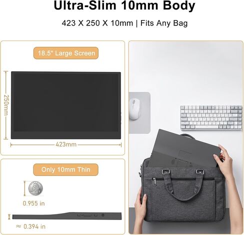 FMC 18.5" Large Portable Monitor IPS 120Hz USB-C HDMI Monitors in Saudi Arabia