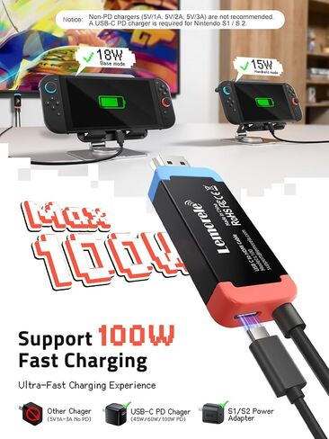 Lemorele 100W PD USB‑C to HDMI Adapter Cable for Switch 2, 4K@60Hz in Saudi Arabia
