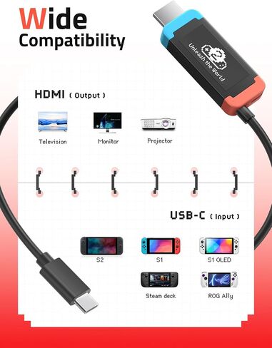 Lemorele 100W PD USB‑C to HDMI Adapter Cable for Switch 2, 4K@60Hz in Saudi Arabia