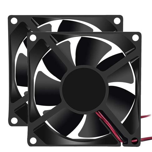 2Pcs 12V 3.14in 0.98in 80mm x 80mm x 25mm DC Fan 8025 Brushless Cooling for PC Computer Case CPU Coolers Radiators 2pin in Saudi Arabia