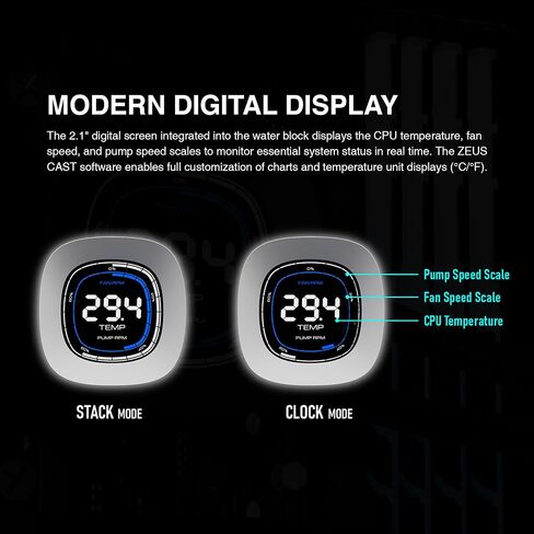 مبرد سائل GAMDIAS Aura GL360 Digital WH 360mm AIO CPU، شاشة رقمية 2.1 بوصة، 3X 120mm PWM ARGB Fans، 1800 دورة في الدقيقة، قاعدة نحاسية، Intel LGA 1851/1700 & AMD AM5/AM4، أبيض in Kuwait