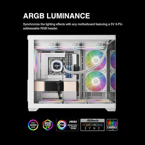 مبرد سائل GAMDIAS Aura GL360 Digital WH 360mm AIO CPU، شاشة رقمية 2.1 بوصة، 3X 120mm PWM ARGB Fans، 1800 دورة في الدقيقة، قاعدة نحاسية، Intel LGA 1851/1700 & AMD AM5/AM4، أبيض in Kuwait