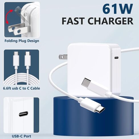 Mac Book Pro Charger 61W USB C Charger Power Adapter Compatible with MacBook Pro 13 Inch/12 Inch,2021, 2020, 2019, 2018, 2017, 2016 for Mac Book, MacBook Air 13/12 Inch, Type C Power Supply in Kuwait