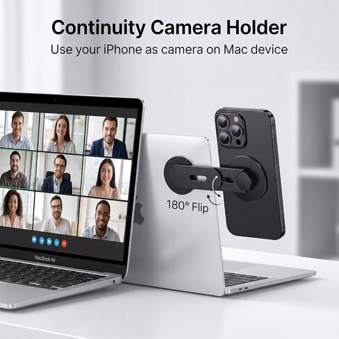Magnetic Laptop Phone Holder, 360° Rotating Mount Compatible for MagSafe, MacBook, PC Monitor Screen Stand for Tesla, Black in Saudi Arabia