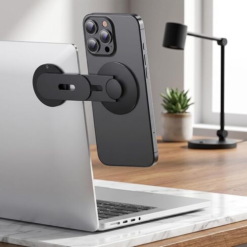 Magnetic Laptop Phone Holder, 360° Rotating Mount Compatible for MagSafe, MacBook, PC Monitor Screen Stand for Tesla, Black in Saudi Arabia