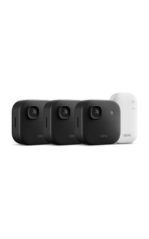Blink Outdoor 2K+ (newest model) with 1-Year Plus plan — 2K video resolution, Color Vision in low light, and noise cancellation. Sync Module included — 3 camera system (Black) in Saudi Arabia