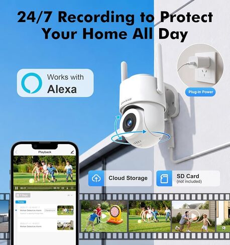 2.5K Outdoor WiFi Security Camera, Plug-in, 360° PTZ Auto Tracking in Saudi Arabia