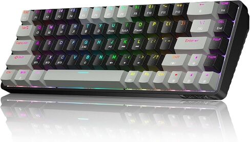 لوحة مفاتيح ميكانيكية لاسلكية DIERYA DK68، لوحة مفاتيح ألعاب بنسبة 60% مع مفتاح أحمر، وضع ثلاثي 2.4 جيجا هرتز/USB-C/BT5.0، إضاءة خلفية RGB، مفاتيح مضادة للظلال، 68 مفتاحًا لوحة مفاتيح مكتبية سلكية صغيرة محمولة - أسود in Kuwait