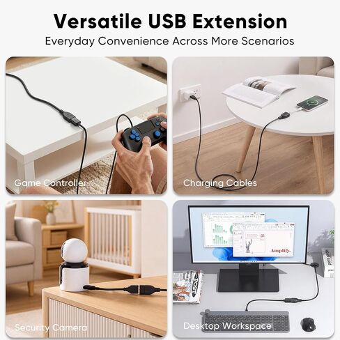 USB Extension Cable 6ft, 2-Pack USB 2.0 Type A Male to Female Extender Cord in Kuwait