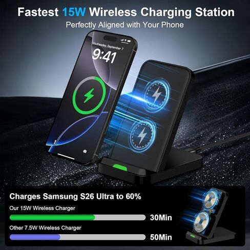 for Samsung Wireless Charging Station 15W Wireless Desk Phone Charger Stand in Kuwait