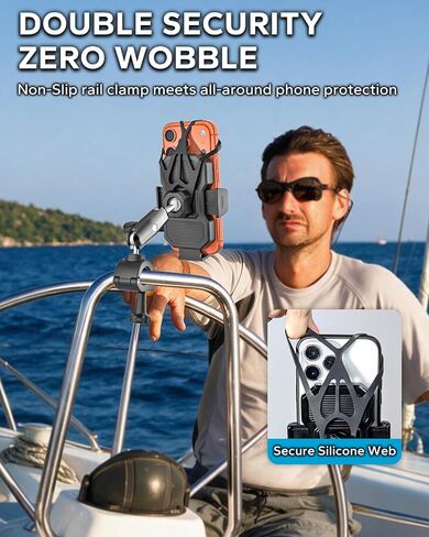 Marine Phone Holder for Boat & Pontoon Rail Bar, Center Console Clamp Mount in Saudi Arabia