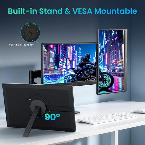 15.6 Inch Portable Monitor 1080P Slim Monitor Built-in 90° Adjustable Stand in Saudi Arabia