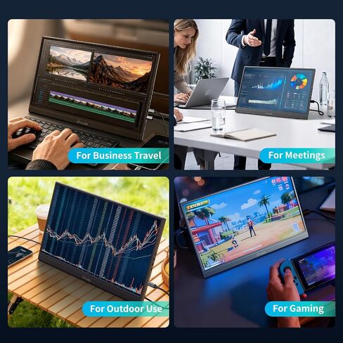 15.6 Inch Portable Monitor 1080P Slim Monitor Built-in 90° Adjustable Stand in Saudi Arabia