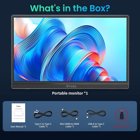 15.6 Inch Portable Monitor 1080P Slim Monitor Built-in 90° Adjustable Stand in Saudi Arabia