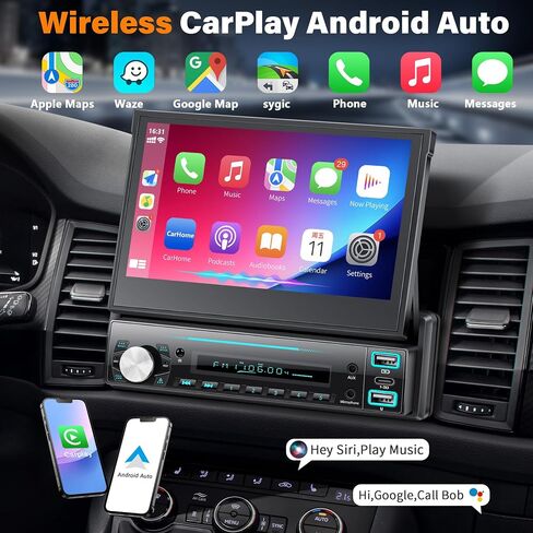 LSLYA ستيريو سيارة بشاشة تعمل باللمس مقاس 7 بوصات مع Carplay لاسلكي وAndroid Auto in Kuwait