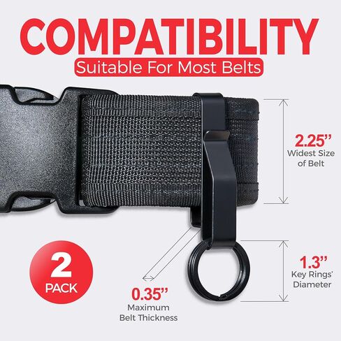 Duty Belt Key Holder, Fits 1.5"-2.25" Wide Belts (2 Pack, Black) in Saudi Arabia