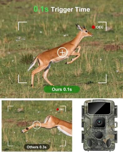 KJK Trail Camera 4K 64MP WiFi Bluetooth Game Camera, Night Vision Wildlife Hunting Camera, 0.1s Trigger Motion Activated, IP67 Waterproof, 130° Wide Angle, 32GB SD Card for Deer & Farm Security in Saudi Arabia