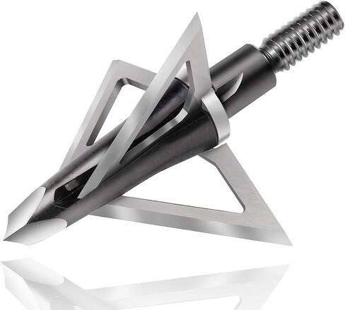 DEEPOWER 4-Pack Broadheads 100 Grain 3 Fixed Blade Broadheads 1 ',1+1/4' Inch Cut Diameter Carbon Steel Ferrule Arrow Broadhead for Crossbows and Compound Bow in Kuwait