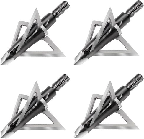 DEEPOWER 4-Pack Broadheads 100 Grain 3 Fixed Blade Broadheads 1 ',1+1/4' Inch Cut Diameter Carbon Steel Ferrule Arrow Broadhead for Crossbows and Compound Bow in Kuwait