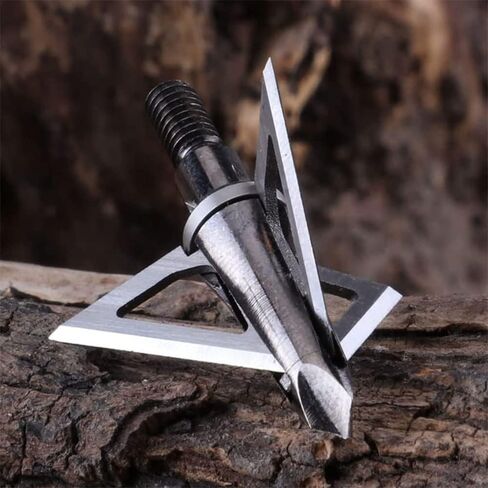 DEEPOWER 4-Pack Broadheads 100 Grain 3 Fixed Blade Broadheads 1 ',1+1/4' Inch Cut Diameter Carbon Steel Ferrule Arrow Broadhead for Crossbows and Compound Bow in Kuwait
