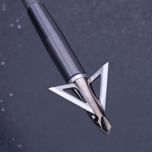 DEEPOWER 4-Pack Broadheads 100 Grain 3 Fixed Blade Broadheads 1 ',1+1/4' Inch Cut Diameter Carbon Steel Ferrule Arrow Broadhead for Crossbows and Compound Bow in Kuwait