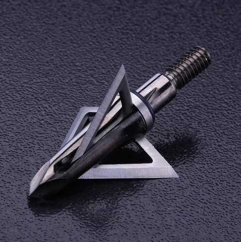 DEEPOWER 4-Pack Broadheads 100 Grain 3 Fixed Blade Broadheads 1 ',1+1/4' Inch Cut Diameter Carbon Steel Ferrule Arrow Broadhead for Crossbows and Compound Bow in Kuwait