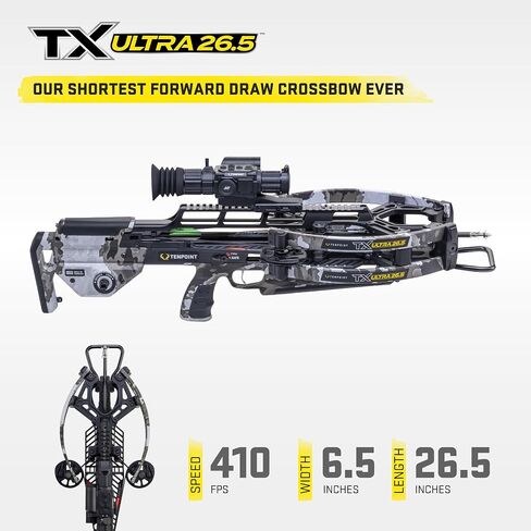 TenPoint TX Ultra 26.5, Vektra - 410 FPS - Our Shortest Forward Draw Crossbow Ever - Equipped with TenPoint Vision HD 3-12x Digital Rangefinding Scope + ACUslide MAXX Cocking & De-Cocking System in Kuwait
