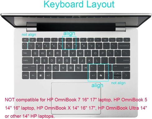 غطاء جلدي لوحة مفاتيح السيليكون متوافق مع 2025 HP Omnibook 7 14 "AI PC 14-FR Series 14-FR0017NR (Clear) in Kuwait