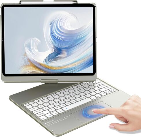حالة لوحة مفاتيح KBCASE لـ iPad Air 13 Inch M3/M2 (2025/2024)/لـ iPad Pro 12.9 بوصة 6th/5/4/3rd Gen (2018-2022) ، 360 درجة قابلة للتدوير مع لوحة اللمس وحامل القلم الرسم البياني لـ iPad Air 13/Pro 12.9 (Red) in Kuwait