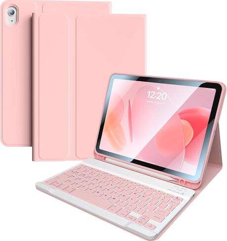 for iPad 11th(A16,2025) 10th Generation Case with Keyboard 10.9 inch Wireless Detachable Folio Keyboard Cover with Pencil Holder for New iPad 10th Gen 2022 (Pink) in Kuwait
