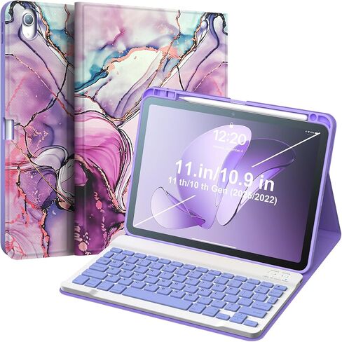 for iPad 11th(A16,2025) 10th Generation Case with Keyboard 10.9 inch Wireless Detachable Folio Keyboard Cover with Pencil Holder for New iPad 10th Gen 2022 (Pink) in Saudi Arabia