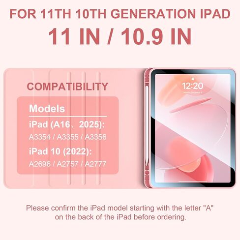 for iPad 11th(A16,2025) 10th Generation Case with Keyboard 10.9 inch Wireless Detachable Folio Keyboard Cover with Pencil Holder for New iPad 10th Gen 2022 (Pink) in Kuwait