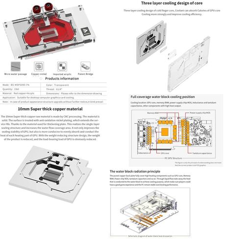 Barrow Copper GPU Water Cooling Block GPU Waterblock for Gigabyte RTX 5090 D Gaming OC 32G, for Gigabyte RTX 5090 D WindForce OC 32G, for Gigabyte Aorus RTX 5090 D Master 32G in Kuwait