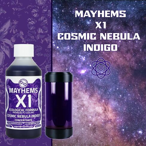 Mayhems - X1 Concentrate PC Coolant - Computer Water Cooling Fluid - Liquid Cooling, Eco Friendly Series, 250 ml, Cosmic Nebula Indigo in Kuwait