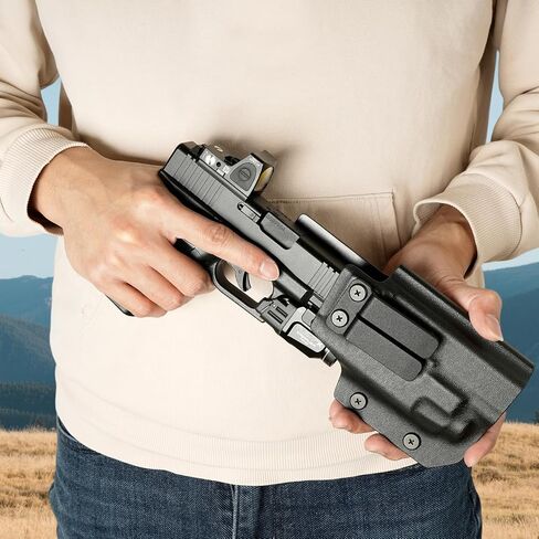 PROUS IWB Kydex Holster for Glock 19 with TLR7/TLR7A/TLR7X, Fit Glock 17/19 Gen 3-5, 23/32 Gen 3-4&19X/ 44/45, Inside Waistband Conceal Carry, Optic Cut, Adj. Cant & Retention, Right Hand in Kuwait