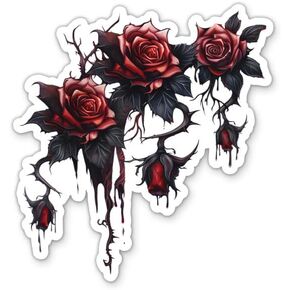 Gothic Red Roses Sticker - Dark Botanical Decal, 3 in in Saudi Arabia