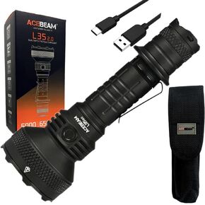 ACEBEAM L35 2.0 - Black L35 2.0 Flashlight Black C-Ree XHP70.3 HI LED w/Eco Sensa USB C Charging Cable Included in Saudi Arabia