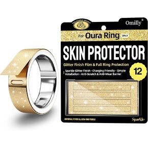 12 Pack Silver Glitter Oura Ring Skin Protector, Ultra Thin Sparkle Anti Scratch Protective Stickers Compatible with Oura Ring Gen 5 / Gen 4 / Gen 3 Sealed No Glitter Shedding Ring Accessory-Size 9 in Saudi Arabia