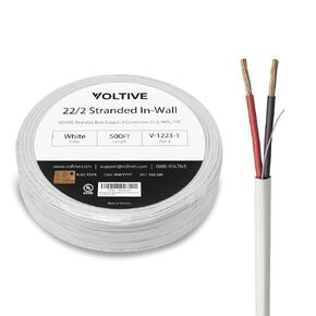 Voltive 22/4 Solid Alarm Wire, in-Wall CL3, White, 500ft - 22AWG, 4 Conductors, Solid Bare Copper, UL Listed - V-1222-1 in Kuwait