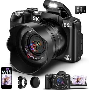 كاميرات للتصوير الفوتوغرافي كاميرا رقمية 5K WiFi 80MP UHD ضبط تلقائي للصورة تسجيل الدخول in Kuwait