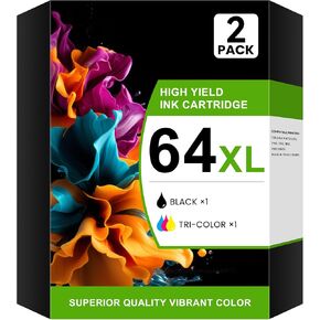 64XL Ink Cartridge Combo Pack Black/Color 2 Pack Compatible for HP 64XL 64 in Saudi Arabia